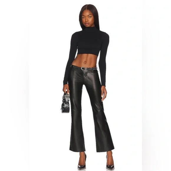 🌟FREE PEOPLE Love Language Black Vegan Leather Low-Rise Pants-Sizes 8 & 10 - Picture 7 of 15